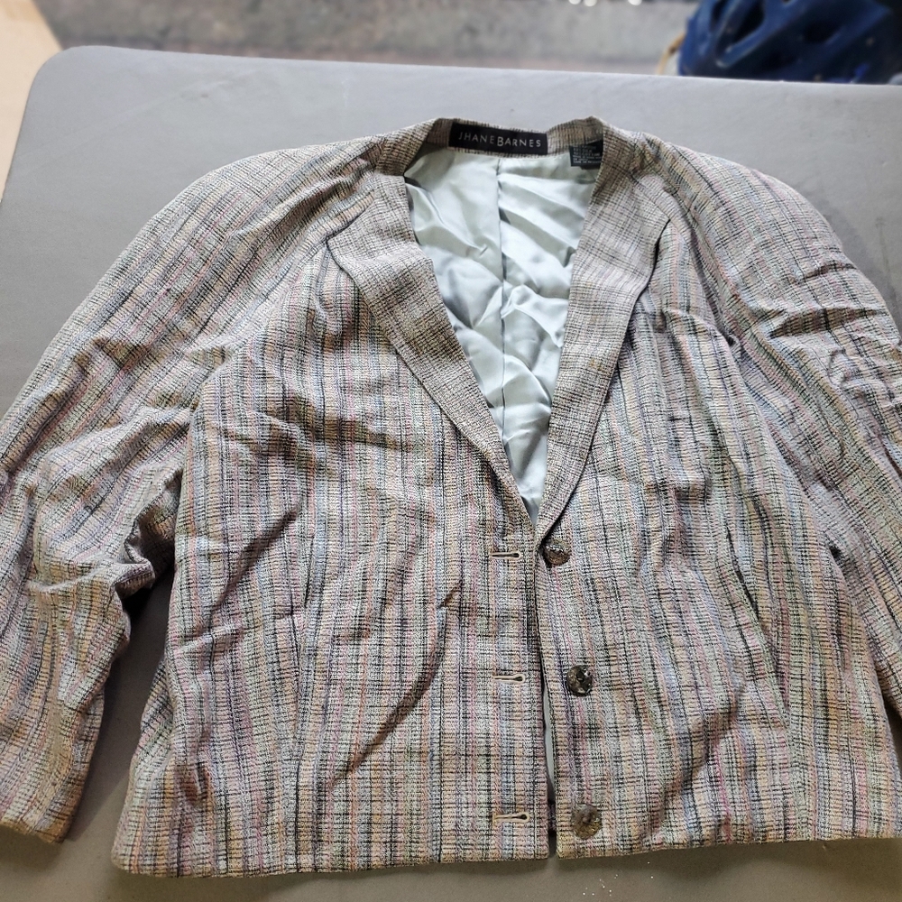 Women's Classic Plaid Jacket Jhane Barnes Size 8 Mutli Colored Vintage